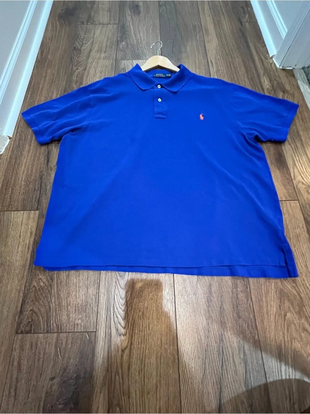 Polo Ralph Lauren Mens 2XB Blue Pique Cotton Classic Fit Short Sleeve Polo Shirt